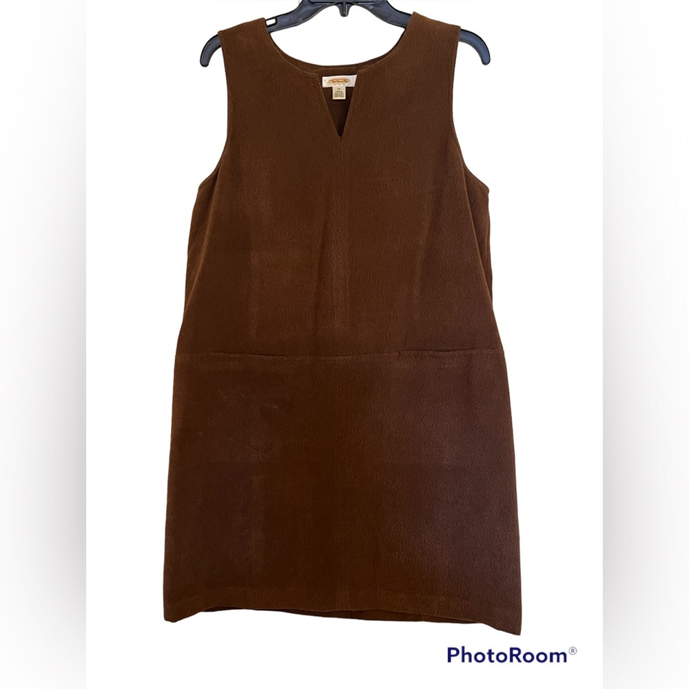 Talbots: Size 14P Brown Sleeveless Dress w/2 deep in the front of dress